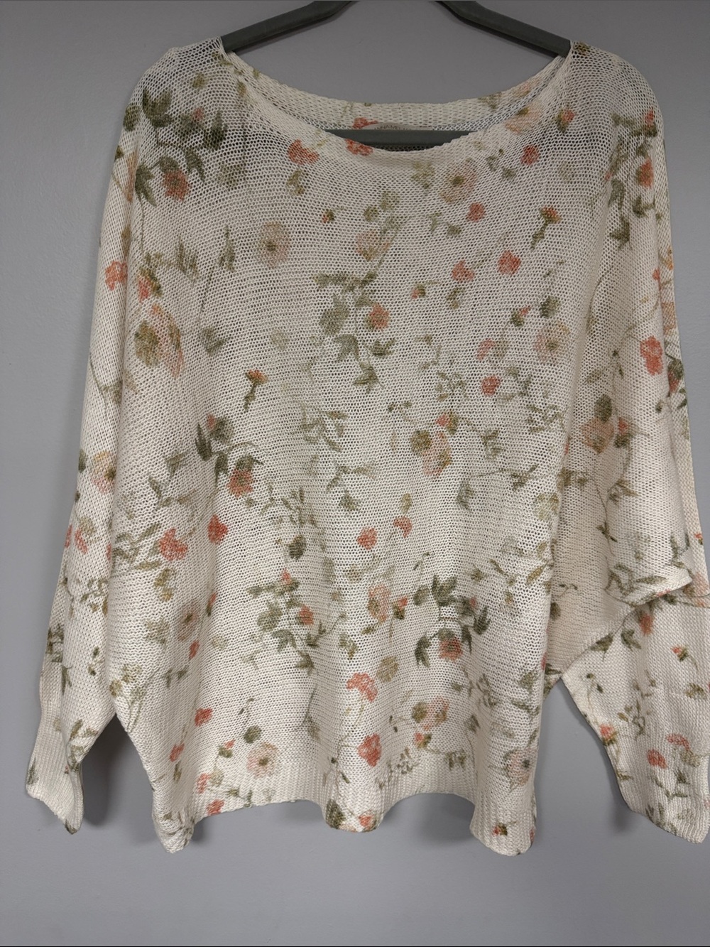 Anna Melani dolman sleeves, loose weave floral sweater Made in Italy, L
